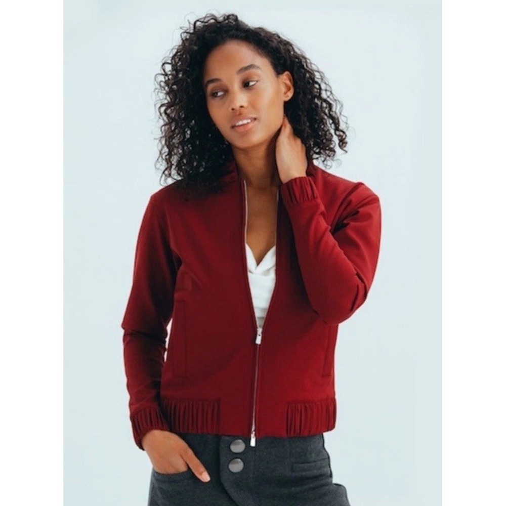 NWT APL Woodmark The Perfect Wool Bomber Jacket Burgundy Womens Medium $795